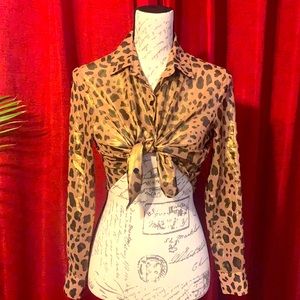 NWT Forever 21 | Animal Print black and gold crop top | size small